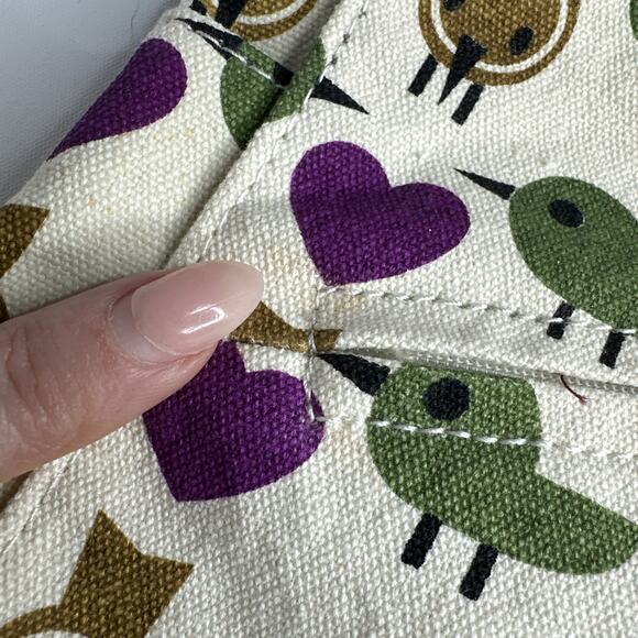 Bungalow 360 Birds Hearts Cream Canvas Crossbody Messenger Bag Multi Pockets - Picture 13 of 16